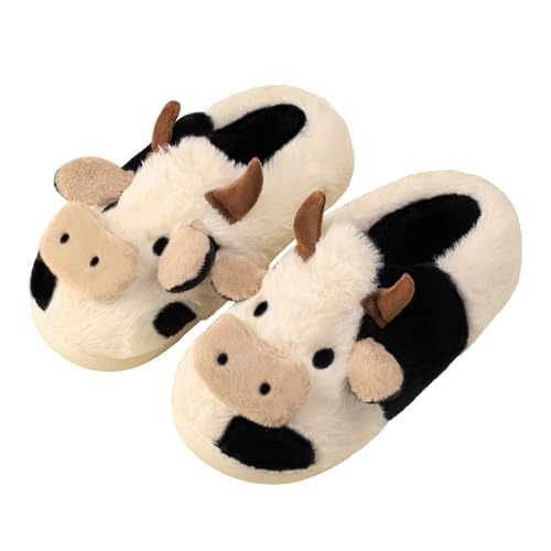 Gaolinci Cartoon Cow Cotton Slippers Winter Indoor Outdoor Slippers for Women Wrap Heel US 95105 - Image 1