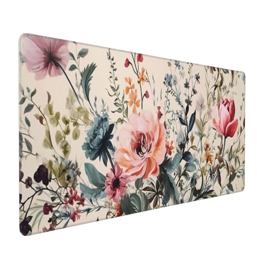KOBWOPI 35.4 x 15.7 in, Waterproof XXL Large Mouse Pad for Desk, Extended Keyboard Mouse Mat for Computer Office, Big Laptop Mouse pad, Gaming Pc-Weeds and Flowers - Image 1