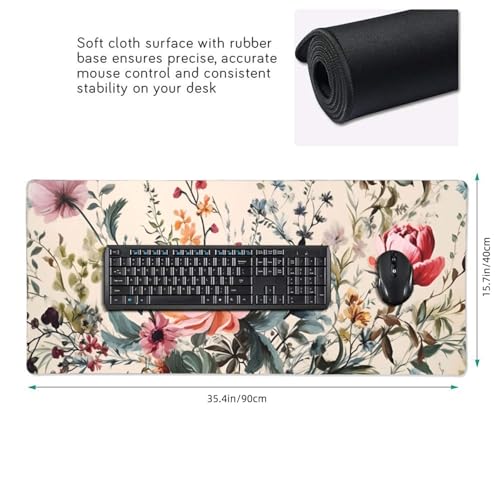 KOBWOPI 35.4 x 15.7 in, Waterproof XXL Large Mouse Pad for Desk, Extended Keyboard Mouse Mat for Computer Office, Big Laptop Mouse pad, Gaming Pc-Weeds and Flowers - Image 2