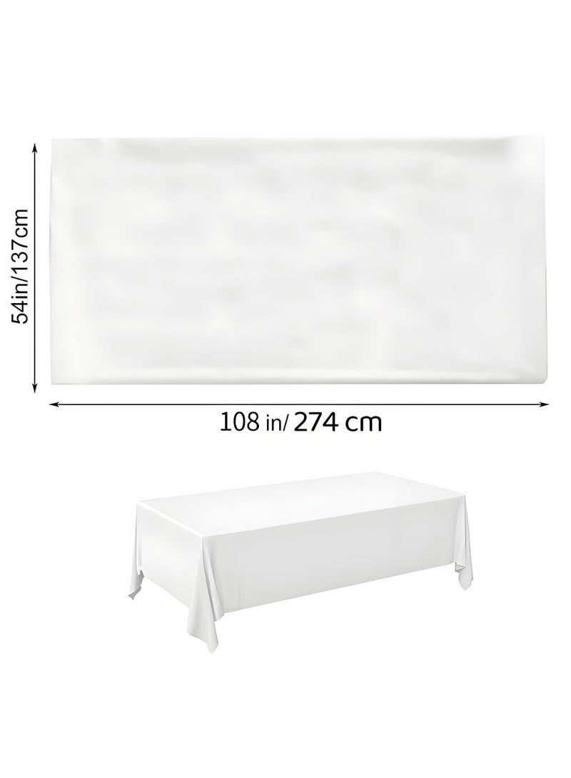 Lee Yon 4-Piece Disposable Tablecloths Plastic Rectangle Table Cloth Waterproof Decorative Table Cover for BBQ Party Wedding Indoor or Outdoor Use (White, 137*274cm) - Image 2