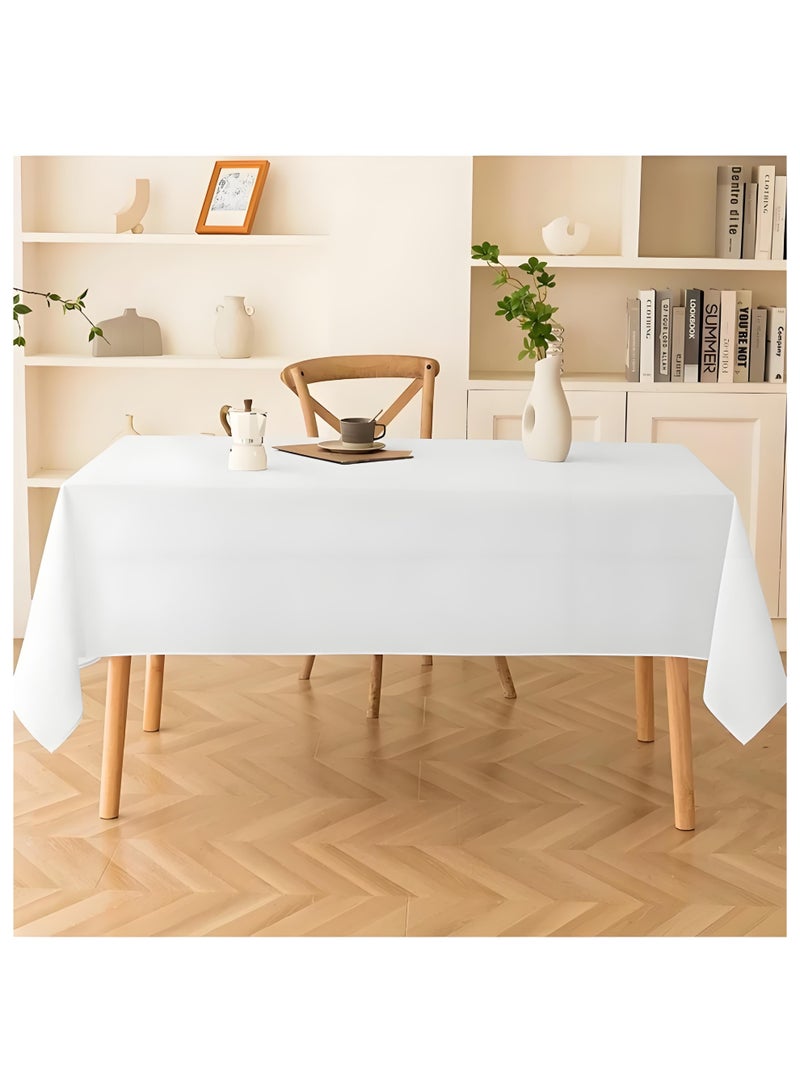 Lee Yon 4-Piece Disposable Tablecloths Plastic Rectangle Table Cloth Waterproof Decorative Table Cover for BBQ Party Wedding Indoor or Outdoor Use (White, 137*274cm) - Image 3