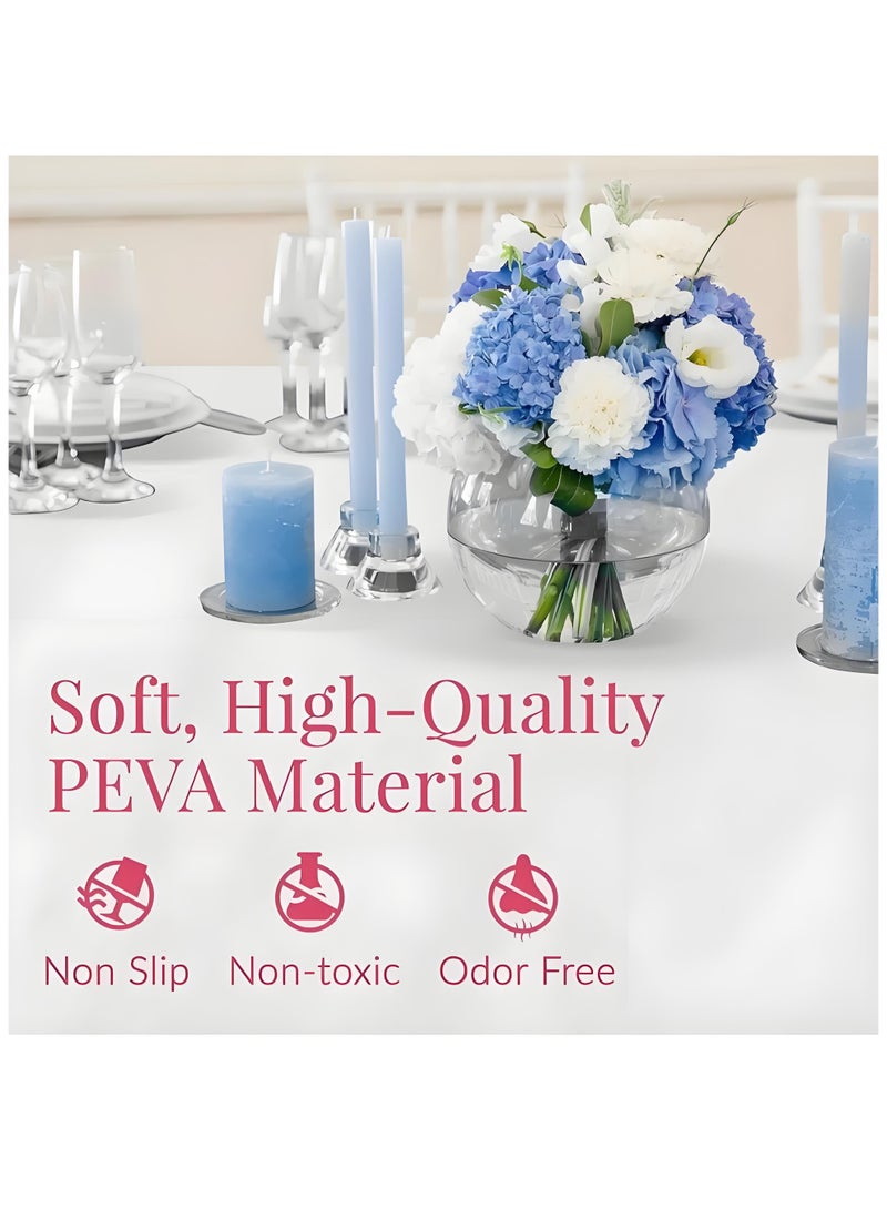 Lee Yon 4-Piece Disposable Tablecloths Plastic Rectangle Table Cloth Waterproof Decorative Table Cover for BBQ Party Wedding Indoor or Outdoor Use (White, 137*274cm) - Image 5