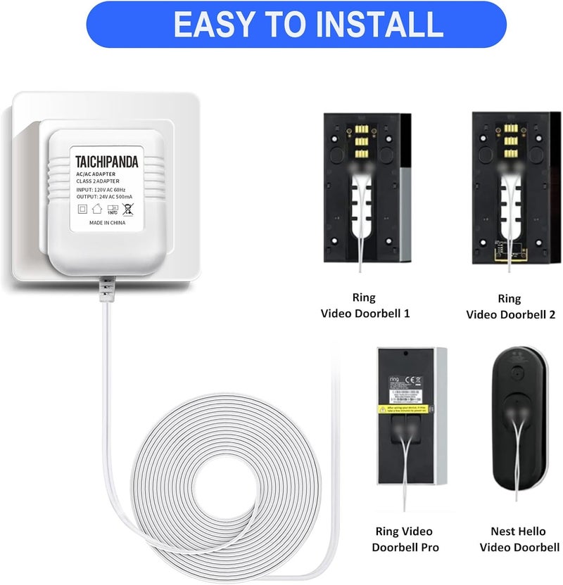 TAICHIPANDA 24 Volt Transformer, C Wire Adapter for Nest Honeywell Ecobee and Sensi Thermostat, Doorbell Transformer Compatible with Wyze Video Doorbell - Image 3
