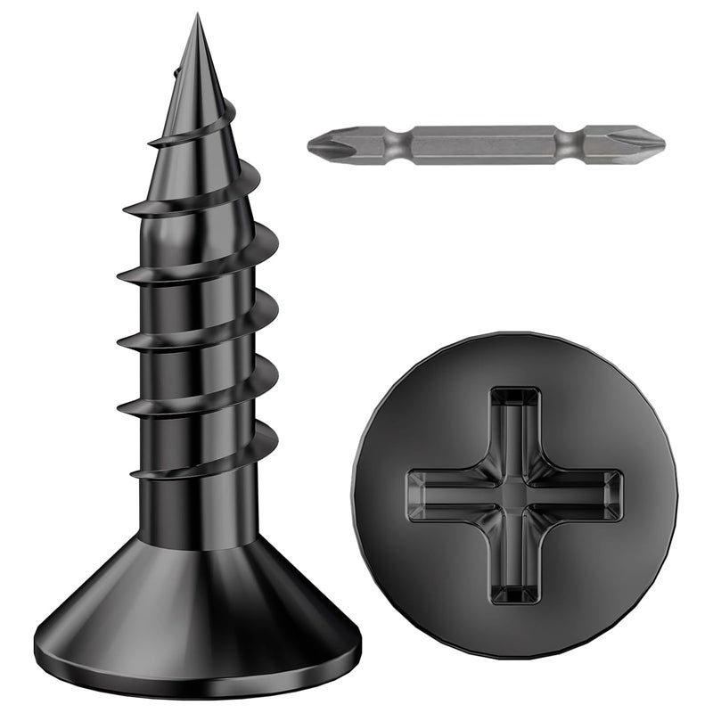 Wensilon Store (600Pcs) #8x5/8 Black Wood Screw Quick Metal Self Tapping Flat Head - Image 1
