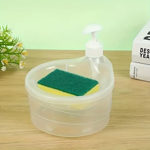 BENAVJI Outdoor Living Dish Soap Dispenser with Sponge – 2-in-1 Soap Pump Dispenser for Kitchen Sink, Easy One-Handed Operation, Leak-Proof Liquid Holder for Dishwashing & Cleaning Pack of 1 - Image 2