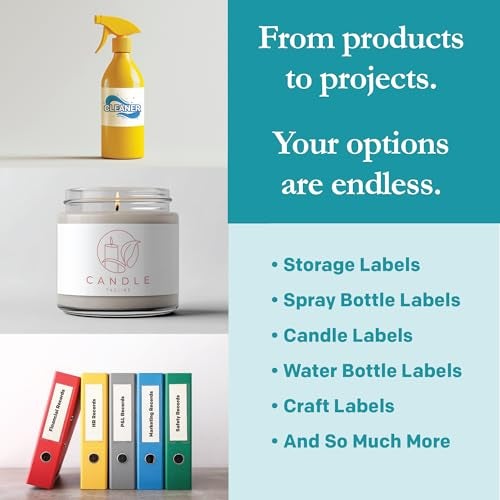 Premium Label Supply Matte White Water Bottle Stickers- NOT Waterproof – 8" x 2" – Laser/Inkjet Compatible – (5 per Sheet), 100 Sheets – 500 Total Adhesive Labels - Image 2
