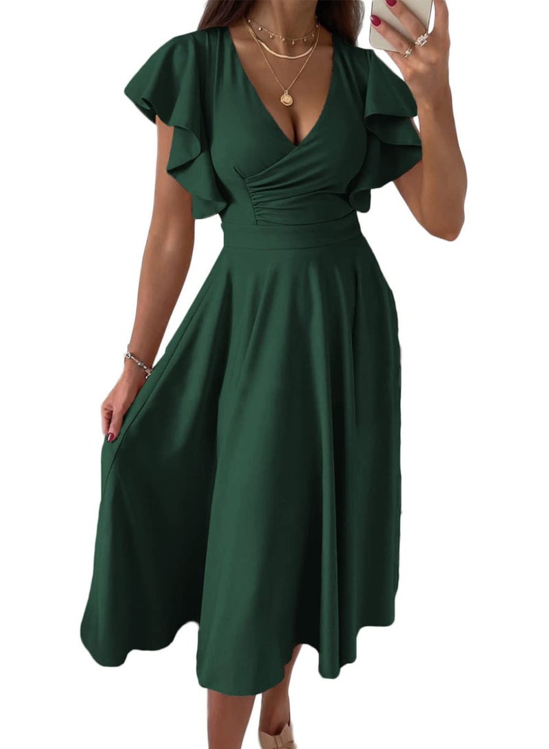 Dokotoo Formal Dresses for Women Maternity Dress Womens Spring Fashion 2024 Teacher Dresses That Hide Belly Fat Green M - Image 1