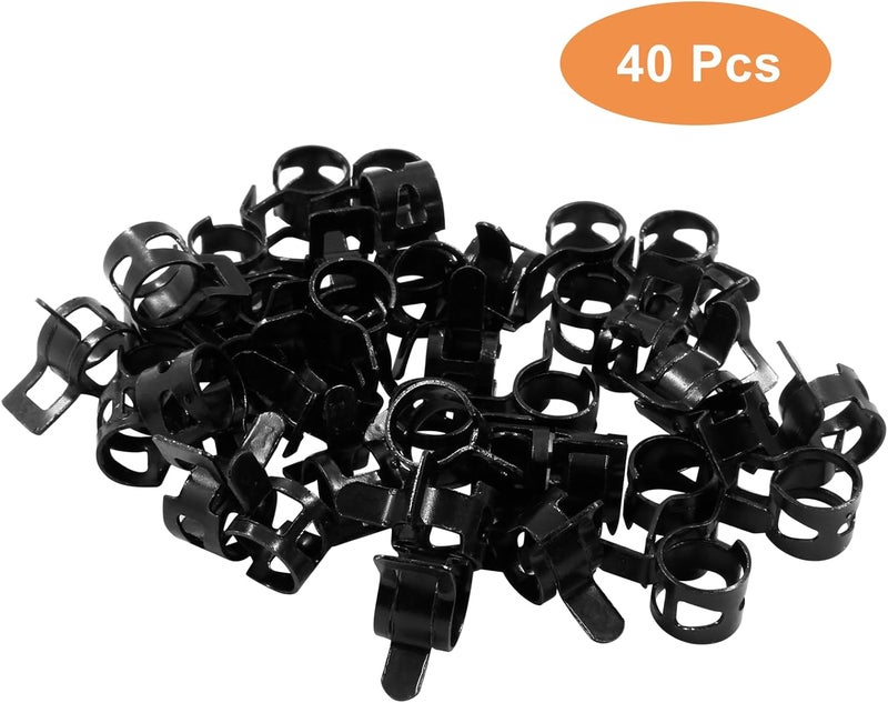 Rierdge 40 Pcs 0.35 Inch ID Spring Band Type Clamps, 9mm Fuel Hose Clamps Fasteners, Black Spring Hose Clip for Fuel Hose Line Water Pipe Air Tube Hose - Image 5