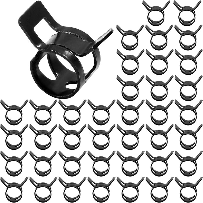 Rierdge 40 Pcs 0.35 Inch ID Spring Band Type Clamps, 9mm Fuel Hose Clamps Fasteners, Black Spring Hose Clip for Fuel Hose Line Water Pipe Air Tube Hose - Image 4