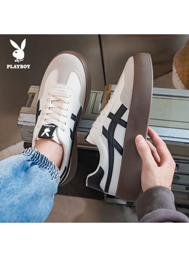 Playboy Men's Shoes Autumn Winter Casual Retro Derby Sneakers White Size 44 - Image 1