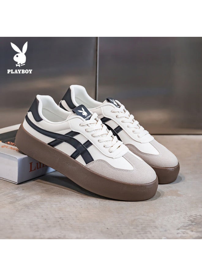 Playboy Men's Shoes Autumn Winter Casual Retro Derby Sneakers White Size 44 - Image 4