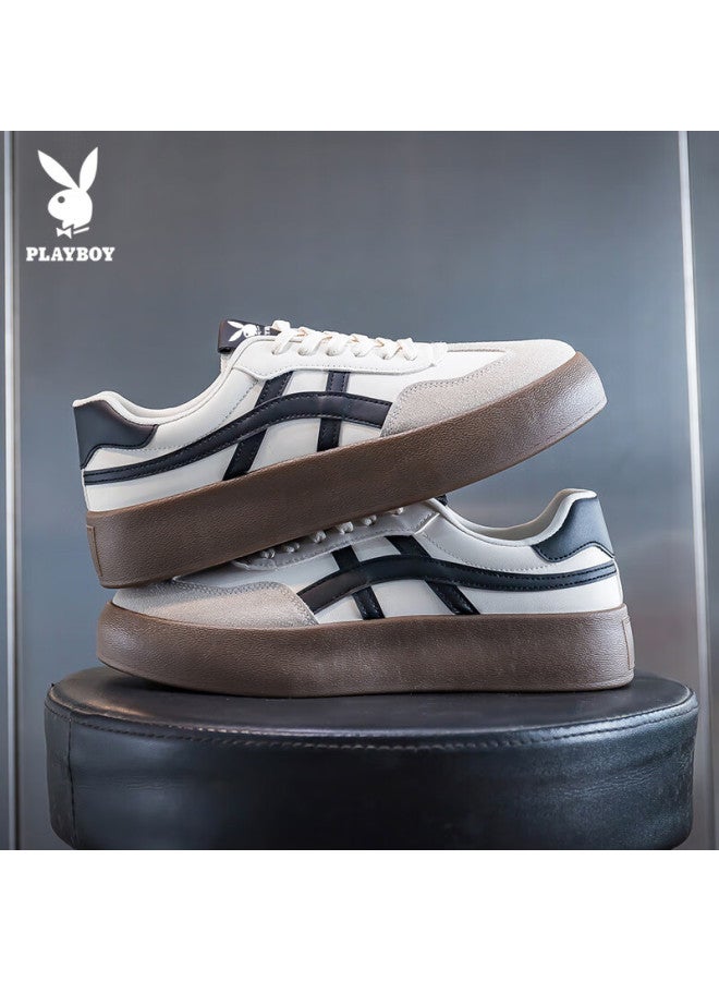 Playboy Men's Shoes Autumn Winter Casual Retro Derby Sneakers White Size 44 - Image 3