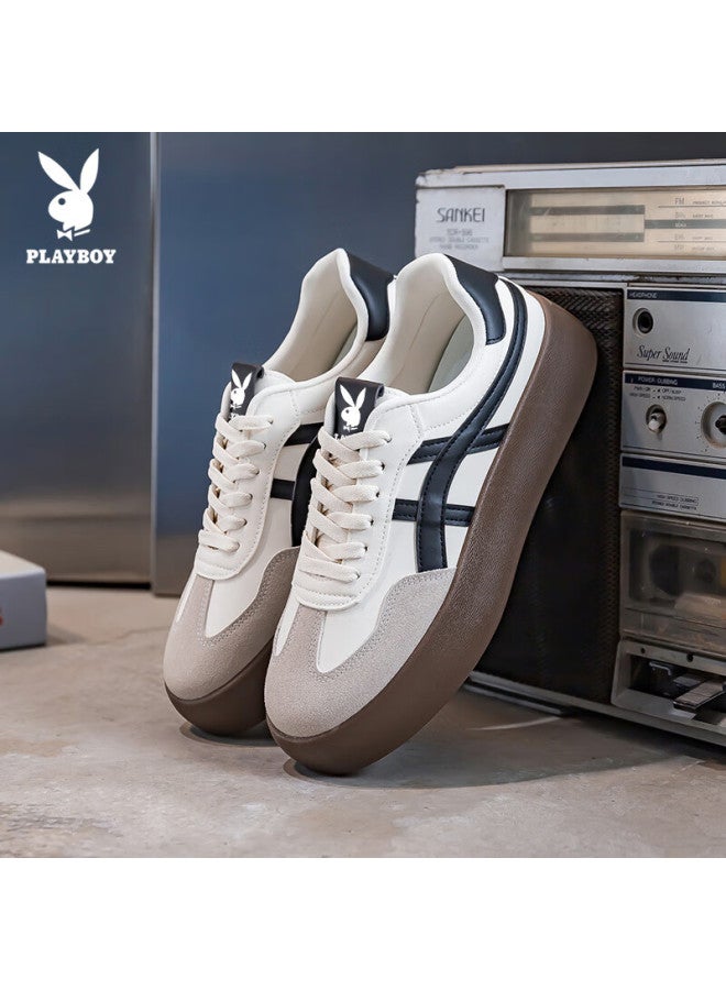Playboy Men's Shoes Autumn Winter Casual Retro Derby Sneakers White Size 44 - Image 2