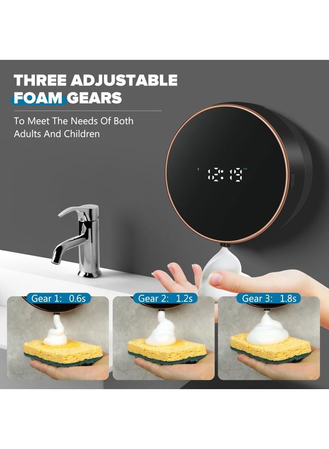 Monstake Automatic Soap Dispenser Foam Bathroom: Wall Mount Rechargeable Touchless Adjustable Auto Smart Electric Plastic Black Foaming Soap Dispenser with Clock - Kitchen - Hand Dish Lotion Couple Kids - Image 4