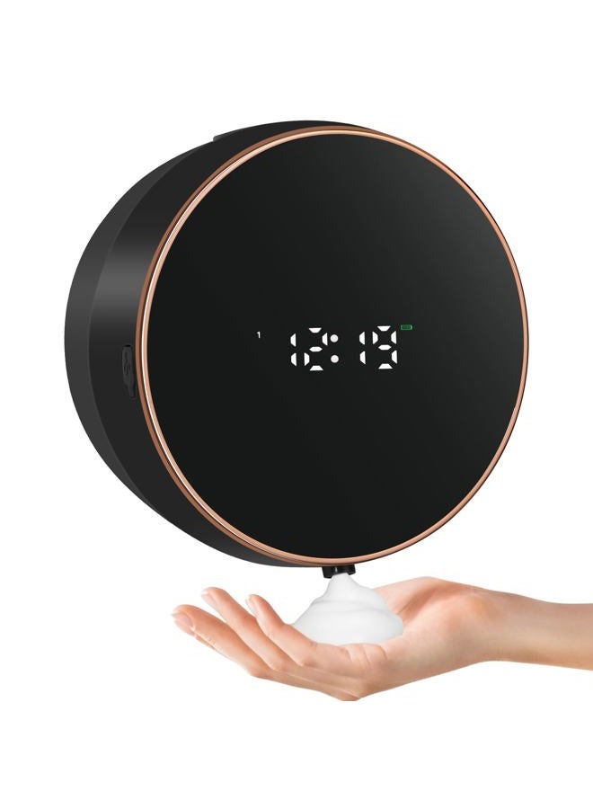 Monstake Automatic Soap Dispenser Foam Bathroom: Wall Mount Rechargeable Touchless Adjustable Auto Smart Electric Plastic Black Foaming Soap Dispenser with Clock - Kitchen - Hand Dish Lotion Couple Kids - Image 1