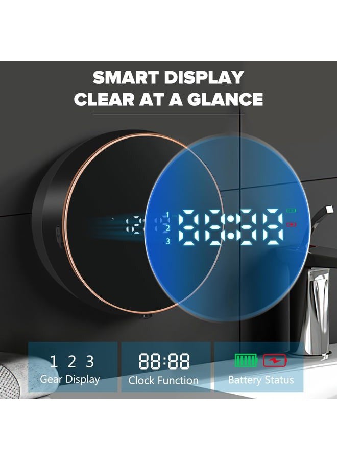 Monstake Automatic Soap Dispenser Foam Bathroom: Wall Mount Rechargeable Touchless Adjustable Auto Smart Electric Plastic Black Foaming Soap Dispenser with Clock - Kitchen - Hand Dish Lotion Couple Kids - Image 3