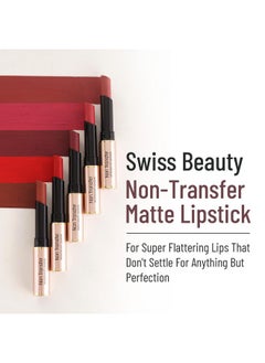 Swiss Beauty Non-Transfer Waterproof Lipstick With Jojoba Seed Oil | Matte Finish | Long-Lasting | Highly Pigmented | Shade- Mauve Taupe, 3Gm  - Image 1