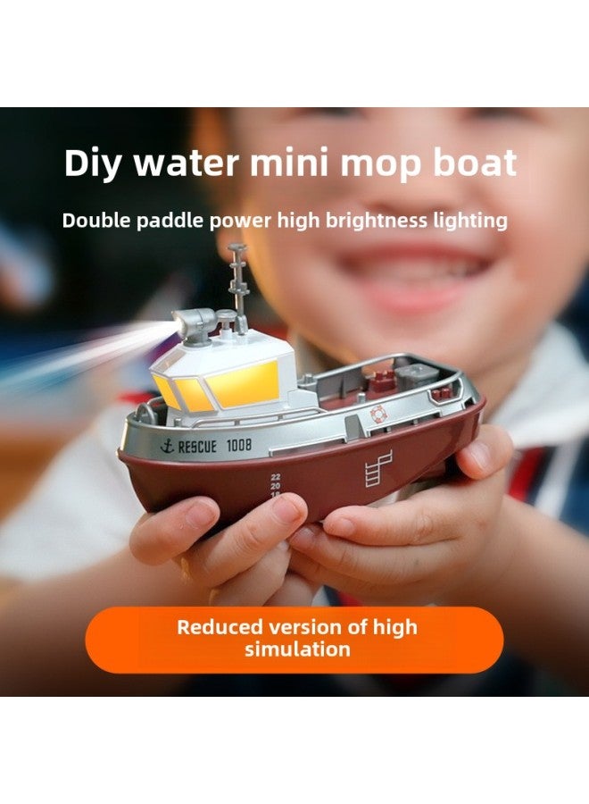 1:32 Remote Control Ship Mini Charging High-speed Speedboat Rc Remote Control Boat Tugboat Toy Launching Model Boat-Color:S820 Brown  - Image 3