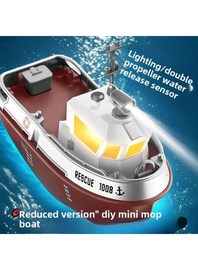 1:32 Remote Control Ship Mini Charging High-speed Speedboat Rc Remote Control Boat Tugboat Toy Launching Model Boat-Color:S820 Brown  - Image 4