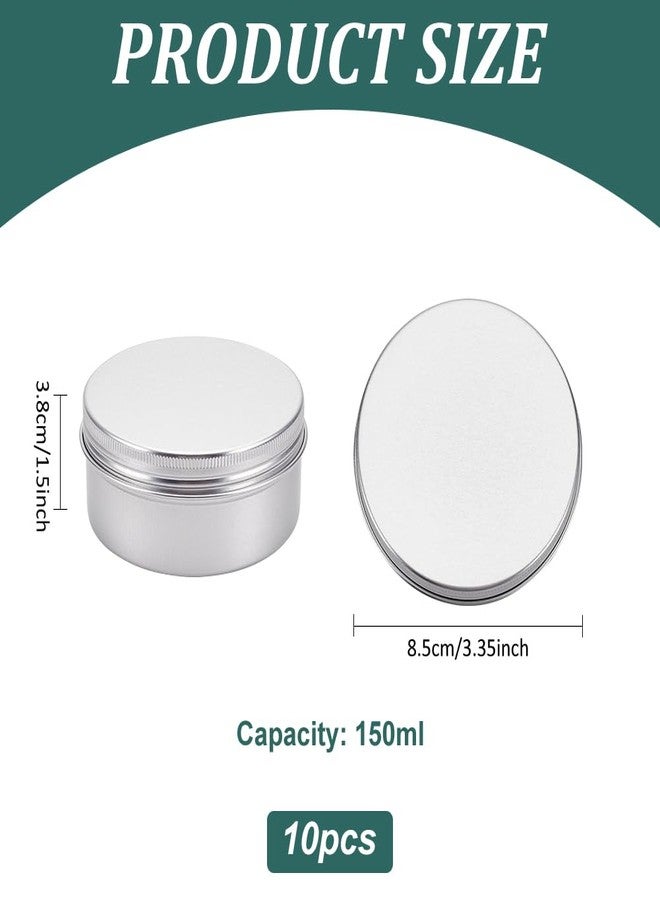 BENECREAT 10 Pack 5 OZ Tin Cans Screw Top Round Aluminum Cans Screw Lid Containers - Great for Store Spices, Candies, Tea or Gift Giving (Platinum) - Image 2