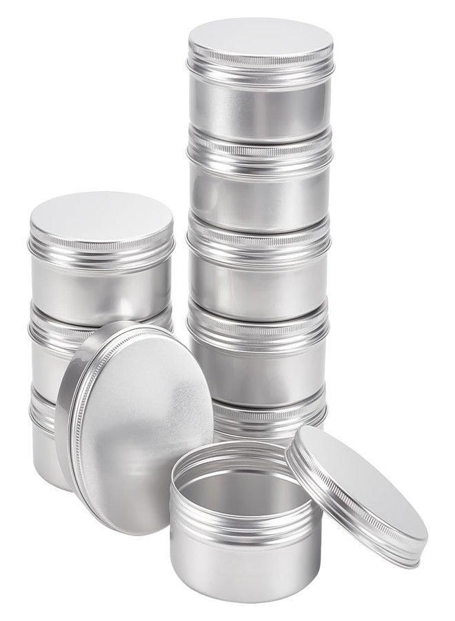 BENECREAT 10 Pack 5 OZ Tin Cans Screw Top Round Aluminum Cans Screw Lid Containers - Great for Store Spices, Candies, Tea or Gift Giving (Platinum) - Image 1