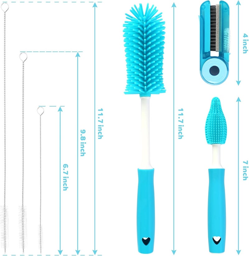 Sosmar 6 Pack Water Bottle Cleaner Stanley Cup Cleaner Brush Kit with Long Silicone Bottle Brush 3 Size Straw Cleaner Brush 4 in 1 Bottle Gap Cleaner Tumbler Sports Water Bottle - Image 2