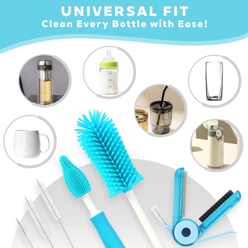 Sosmar 6 Pack Water Bottle Cleaner Stanley Cup Cleaner Brush Kit with Long Silicone Bottle Brush 3 Size Straw Cleaner Brush 4 in 1 Bottle Gap Cleaner Tumbler Sports Water Bottle - Image 3