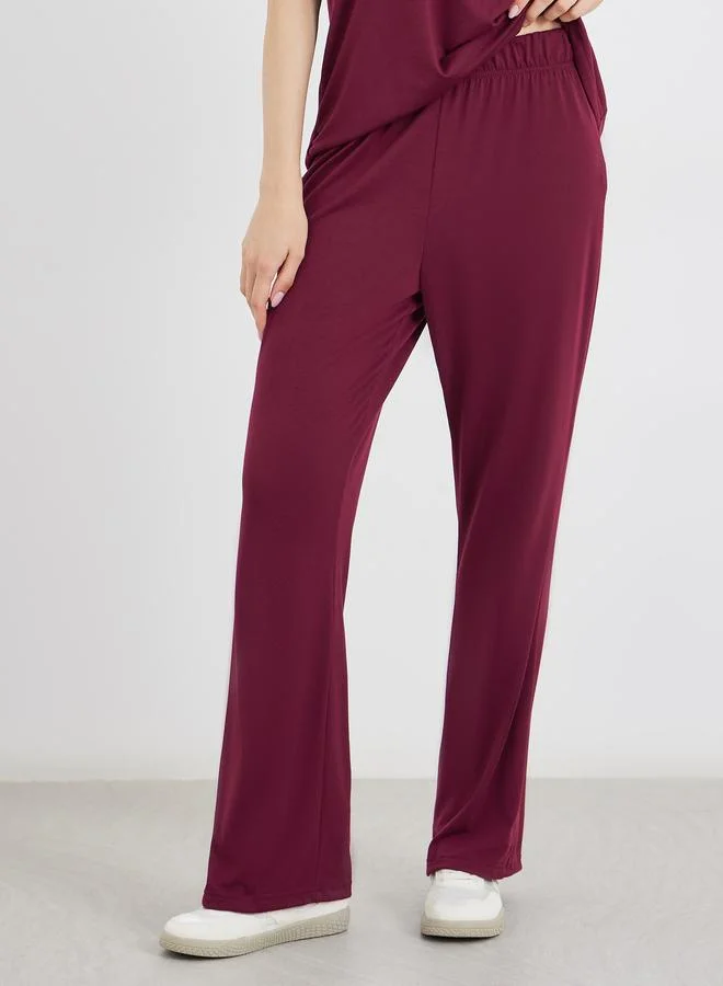 Take Two Take Two Solid Casual T-Shirt and Pants Co-Ords