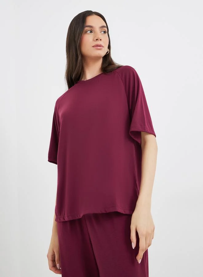Take Two Take Two Solid Casual T-Shirt and Pants Co-Ords