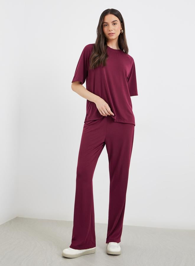 تايك تو طقم تي شيرت وبنطلون كاجوال صلب قطعتين - Image 1