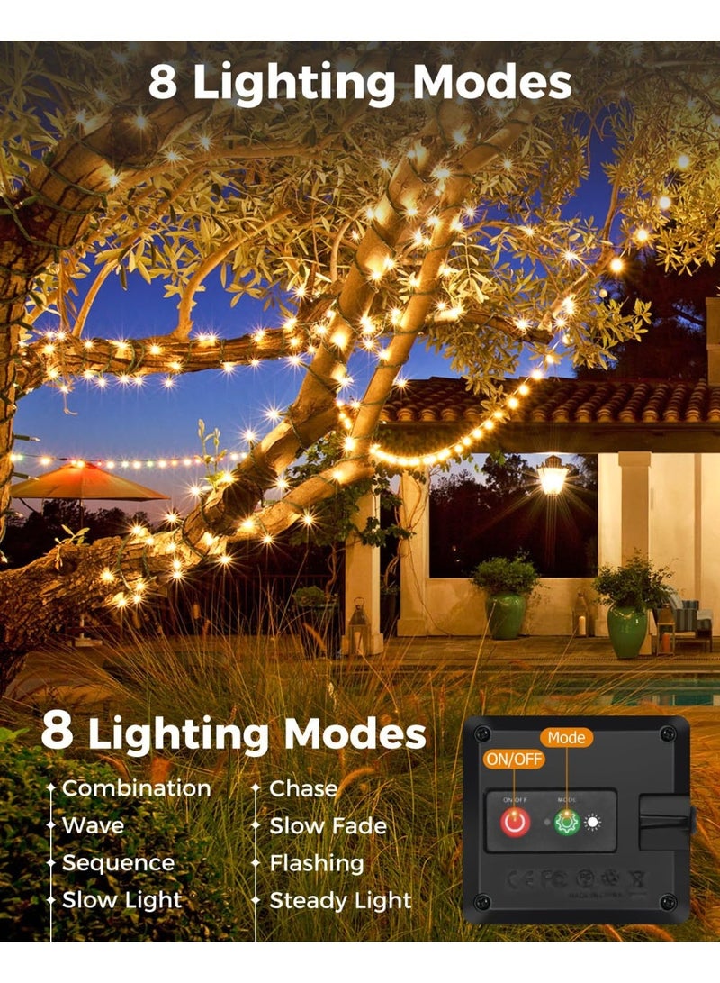 مصباح يعمل بالطاقة الشمسية بطول 39 قدمًا بقوة 100 وات مع شحن USB، مصابيح سلسلة للحديقة الخارجية تعمل بالطاقة الشمسية، مقاومة للماء، مصابيح شجرة تعمل بالطاقة الشمسية، مناسبة للفناء والحديقة والحفلات وديكورات عيد الميلاد، ضوء أبيض دافئ. - Image 3