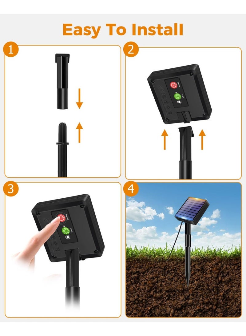 مصباح يعمل بالطاقة الشمسية بطول 39 قدمًا بقوة 100 وات مع شحن USB، مصابيح سلسلة للحديقة الخارجية تعمل بالطاقة الشمسية، مقاومة للماء، مصابيح شجرة تعمل بالطاقة الشمسية، مناسبة للفناء والحديقة والحفلات وديكورات عيد الميلاد، ضوء أبيض دافئ. - Image 5