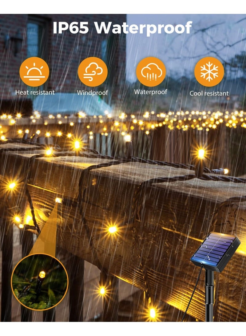 مصباح يعمل بالطاقة الشمسية بطول 39 قدمًا بقوة 100 وات مع شحن USB، مصابيح سلسلة للحديقة الخارجية تعمل بالطاقة الشمسية، مقاومة للماء، مصابيح شجرة تعمل بالطاقة الشمسية، مناسبة للفناء والحديقة والحفلات وديكورات عيد الميلاد، ضوء أبيض دافئ. - Image 4