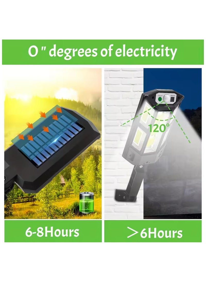 مصباح حائطي يعمل بالطاقة الشمسية LED مع جهاز تحكم عن بعد - مصباح خارجي مقاوم للماء مع مستشعر حركة، 3 أوضاع إضاءة وزاوية قابلة للتعديل للحديقة والفناء والجراج - Image 4