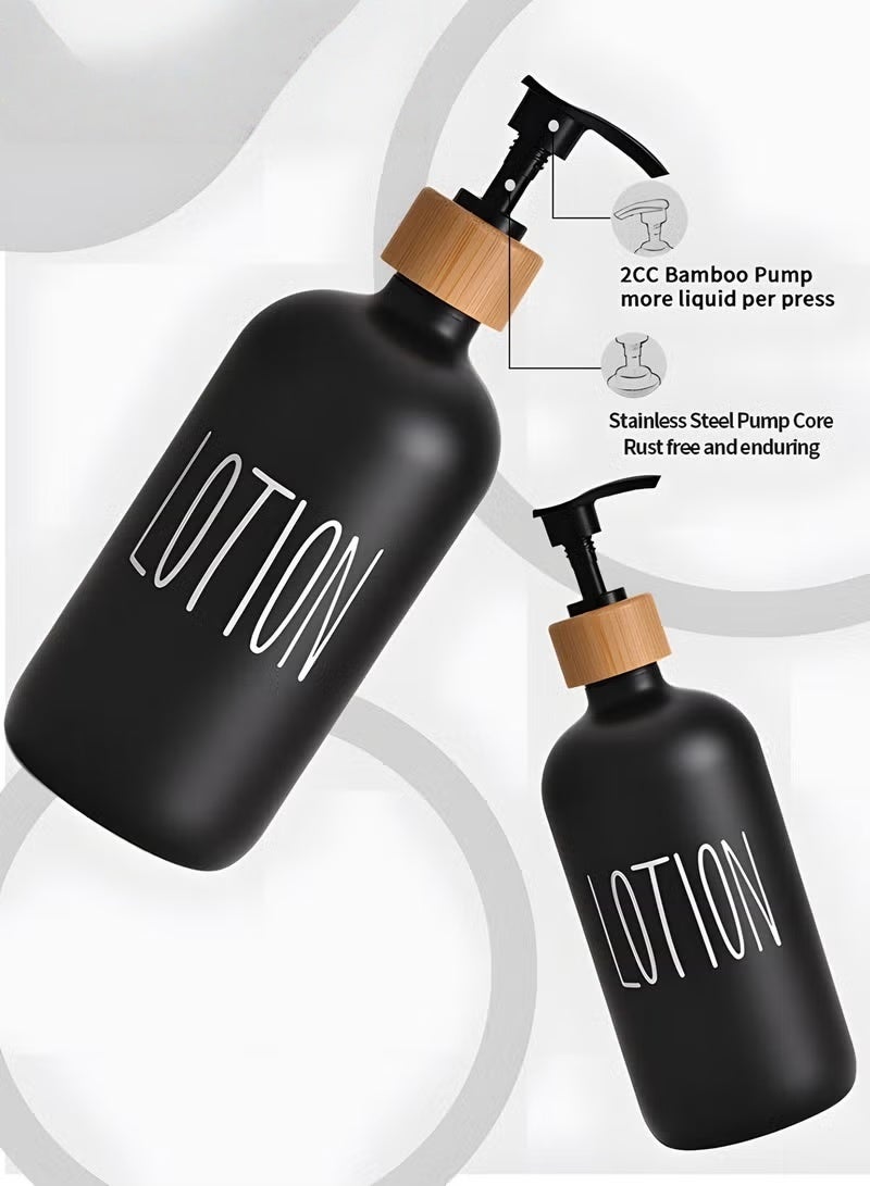 EETU Soap Dispenser Set,2PCS 500ml/17oz Handheld Soap Dispenser and Dishwasher with Bamboo Box,Soap Dispenser for Kitchen and Bathroom Sink (Black Matte) - Image 4