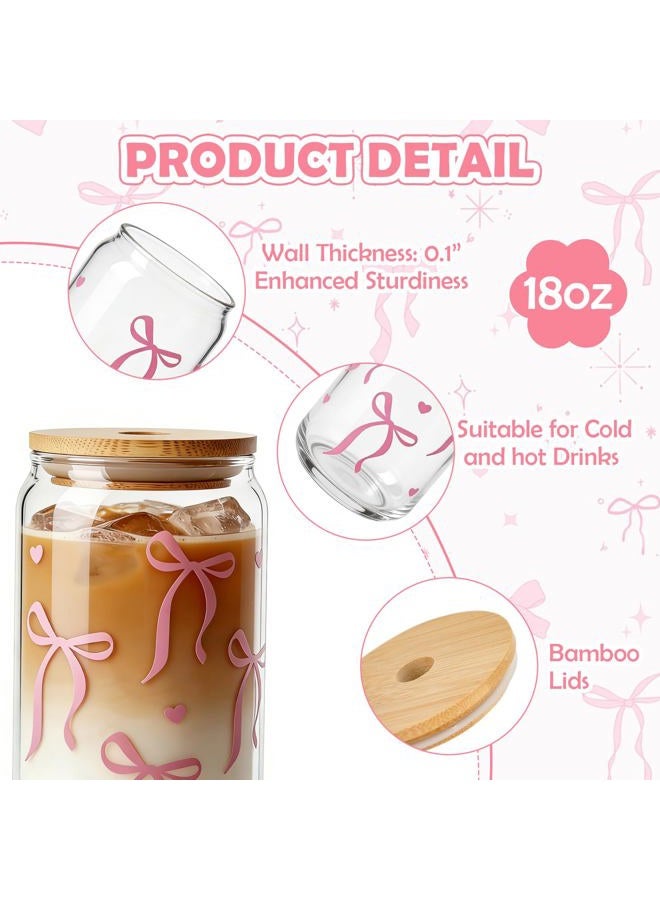 Mason Life Coquette Bow Aesthetic Cup with Clear Gift Bag Glass Cups with Lids and Straws-4 - Image 3