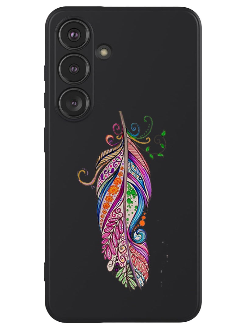 Theodor Protective Slim Fit Case Liquid Silicone Cover with Full Body Protection Anti-Scratch Shockproof Case For Samsung Galaxy S24 Plus (Black) - Feather - Image 1