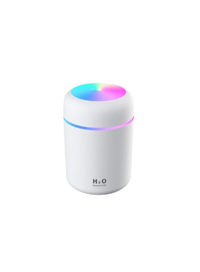 Portable Mini Colorful Air Humidifier, USB Ultrasonic Essential Oil Diffuser for Bedroom, Car, and Office with Light, White - Image 1