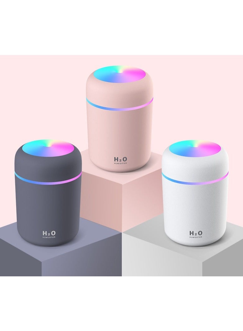 Portable Mini Colorful Air Humidifier, USB Ultrasonic Essential Oil Diffuser for Bedroom, Car, and Office with Light, White - Image 3