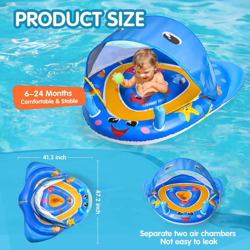 Inflatable baby sunshade seat ring blue - Image 4