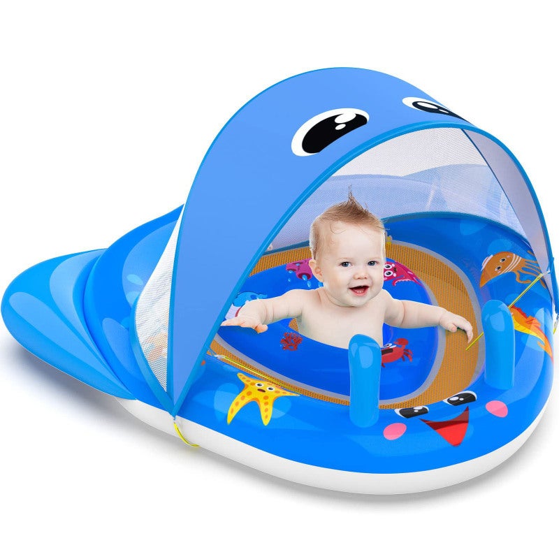 Inflatable baby sunshade seat ring blue - Image 1