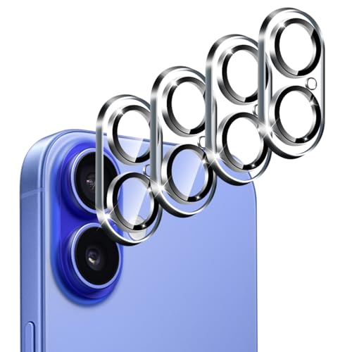 ivoler 4-Pack Camera Lens Protector for iPhone 17 6.3"/ iPhone 16 6.1”/16 Plus 6.7” Screen Protector Tempered Glass [Case Friendly][New Rersion],Scratch-Resistant,Clear+Black Circle - Image 1