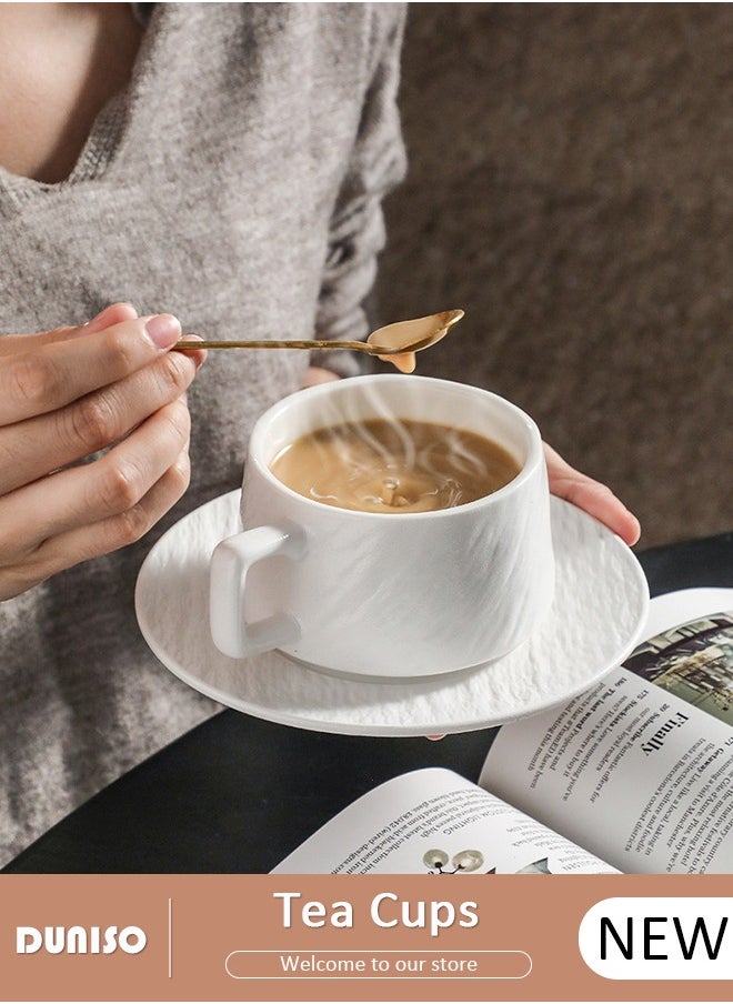 DUNISO Tea Cup and Saucer Set,  Porcelain Espresso Coffee Cup with Saucer, Ceramic Tea and Coffee Mugs for Home,Office Elegant Afternoon Tea and Artful Coffee Enjoyment  - Image 1