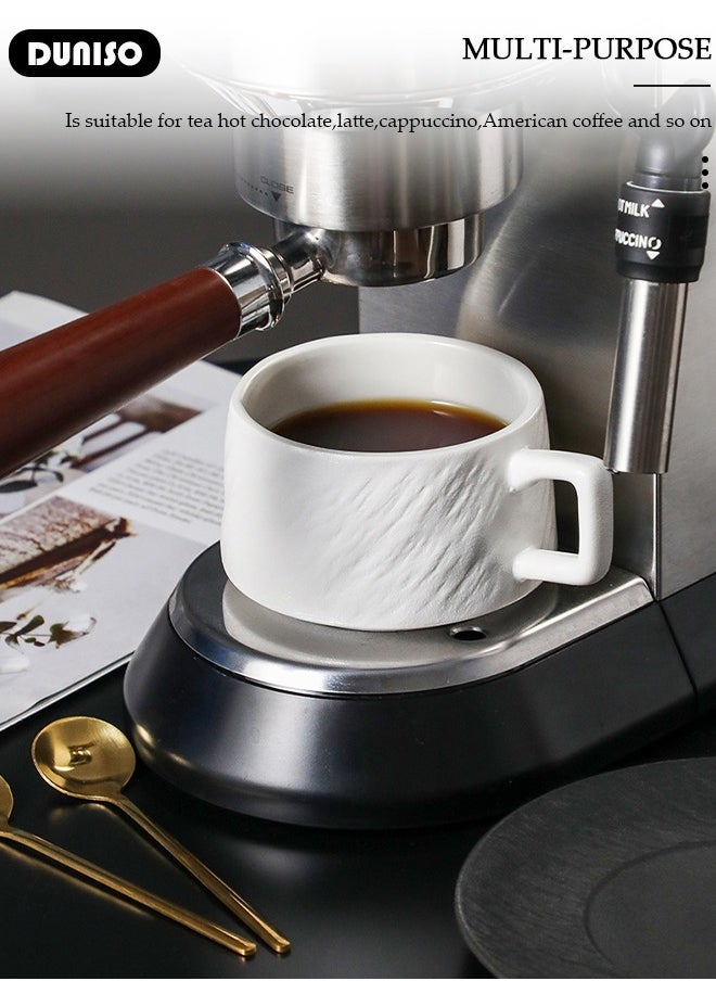 DUNISO Tea Cup and Saucer Set,  Porcelain Espresso Coffee Cup with Saucer, Ceramic Tea and Coffee Mugs for Home,Office Elegant Afternoon Tea and Artful Coffee Enjoyment  - Image 3