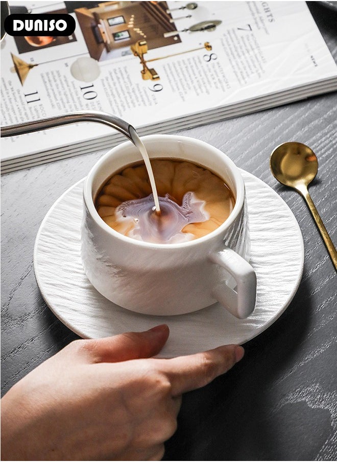 DUNISO Tea Cup and Saucer Set,  Porcelain Espresso Coffee Cup with Saucer, Ceramic Tea and Coffee Mugs for Home,Office Elegant Afternoon Tea and Artful Coffee Enjoyment  - Image 5