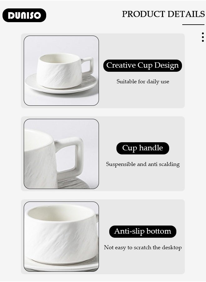 DUNISO - Tea Cup and Saucer Set,  Porcelain Espresso Coffee Cup with Saucer, Ceramic Tea and Coffee Mugs for Home,Office Elegant Afternoon Tea and Artful Coffee Enjoyment - Image 1