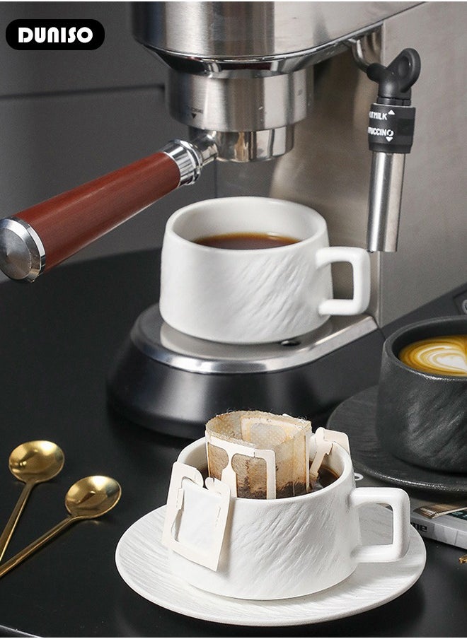 DUNISO - Tea Cup and Saucer Set,  Porcelain Espresso Coffee Cup with Saucer, Ceramic Tea and Coffee Mugs for Home,Office Elegant Afternoon Tea and Artful Coffee Enjoyment - Image 1