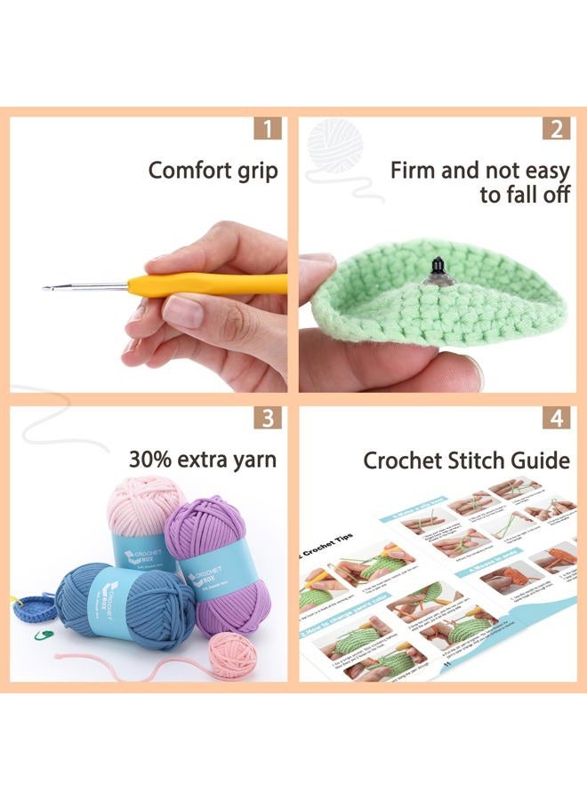 CrochetBox طقم كروشيه للمبتدئين: 2 قطعة من طقم كروشيه الفطر الأحمر والأزرق مع دروس فيديو خطوة بخطوة وخيوط، خطاف، ملحقات، هدية حرف يدوية للبالغين والأطفال (30%+ خيوط) - Image 5