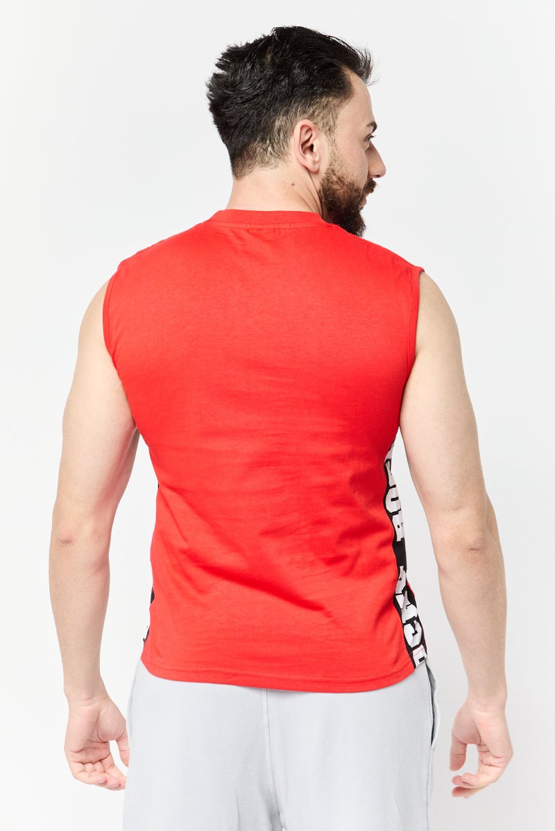 Rocky سترة بدون أكمام للرجال بتصميم جرافيكي، أحمر - Image 4