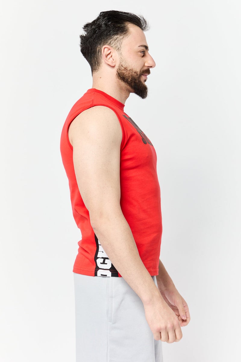 Rocky سترة بدون أكمام للرجال بتصميم جرافيكي، أحمر - Image 3